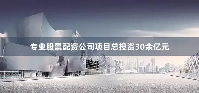专业股票配资公司项目总投资30余亿元
