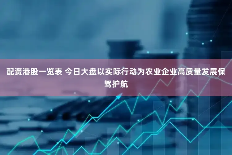 配资港股一览表 今日大盘以实际行动为农业企业高质量发展保驾护航